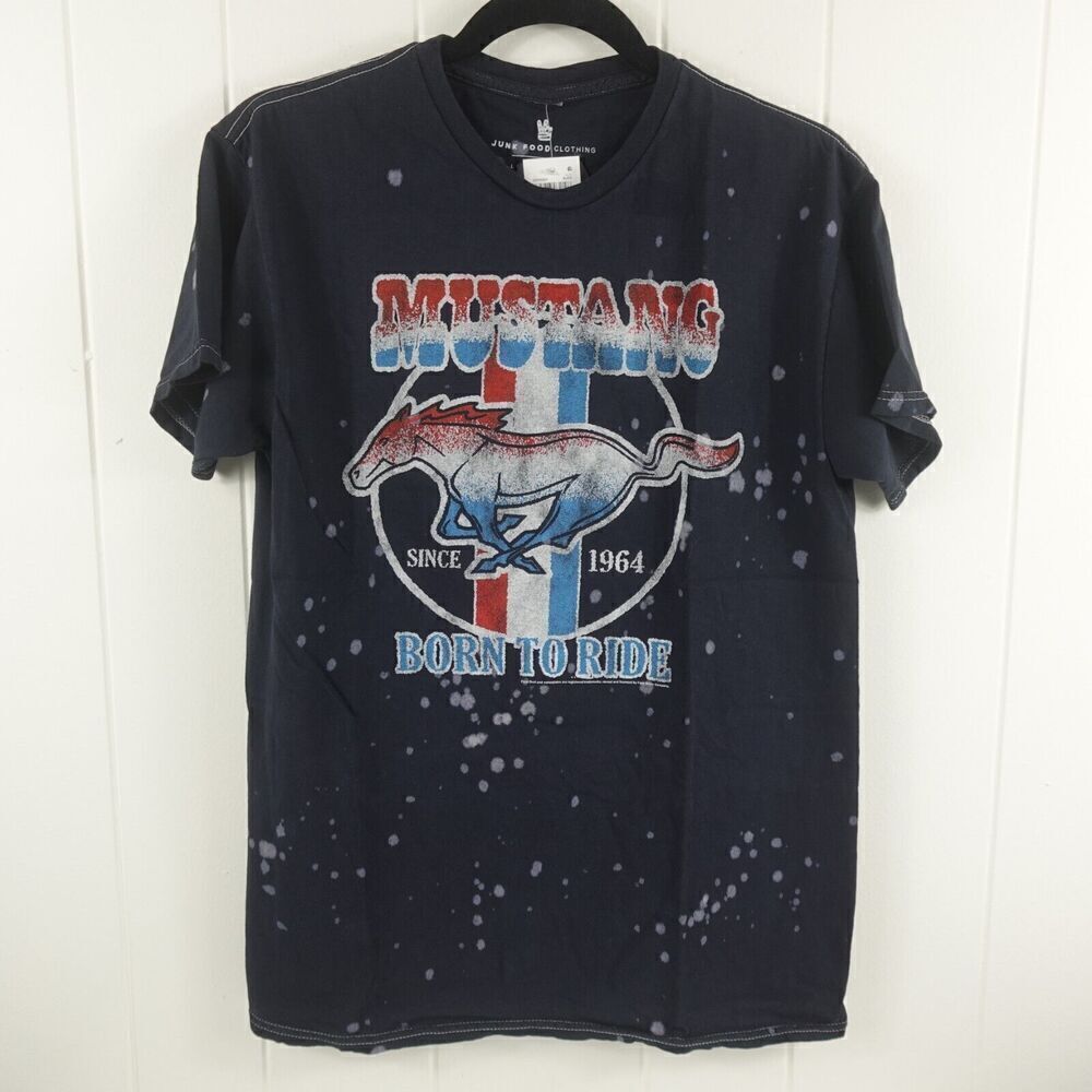 Junk Food Womens Cotton Mustang Graphic T-Shirt Small